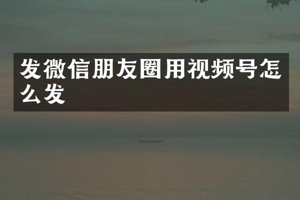 发微信朋友圈用视频号怎么发