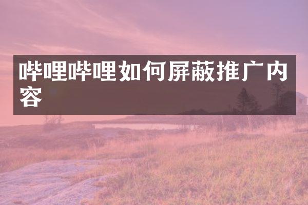 哔哩哔哩如何屏蔽推广内容