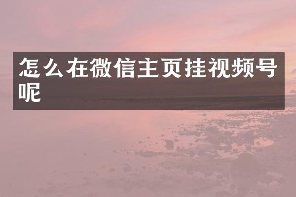 怎么在微信主页挂视频号呢