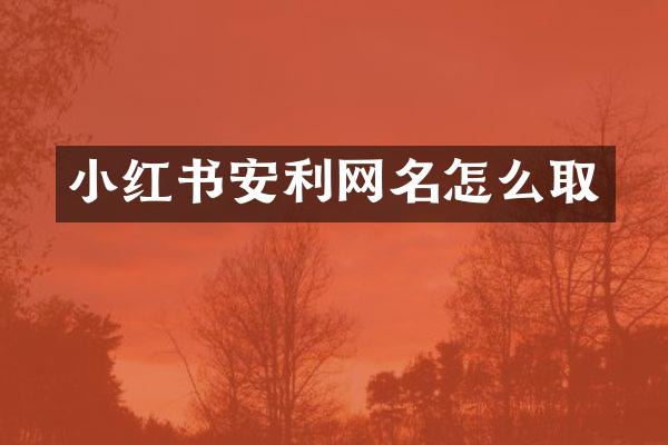 小红书安利网名怎么取