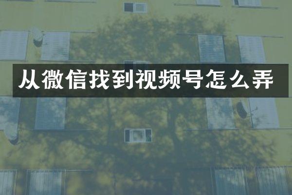 从微信找到视频号怎么弄