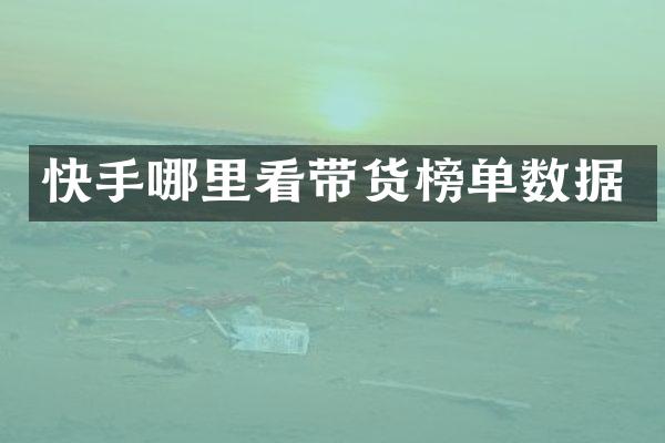 快手哪里看带货榜单数据