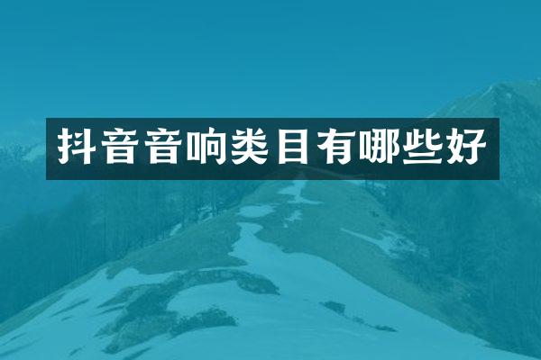 抖音音响类目有哪些好