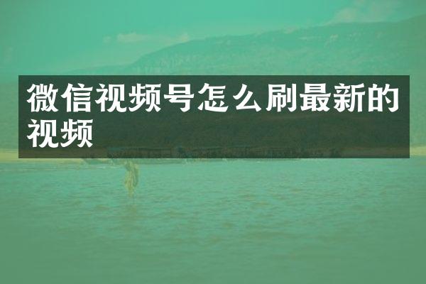 微信视频号怎么刷最新的视频