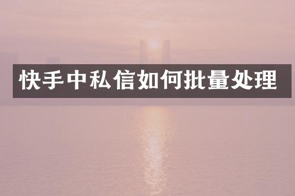 快手中私信如何批量处理