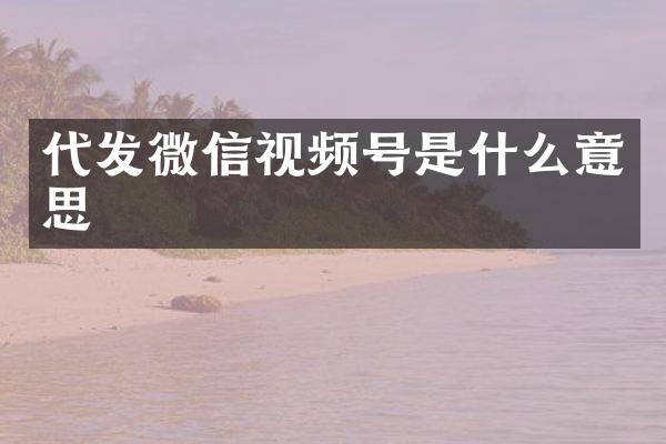 代发微信视频号是什么意思