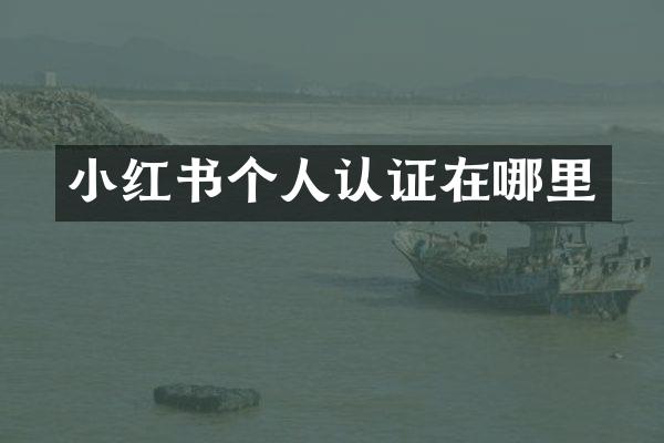 小红书个人认证在哪里