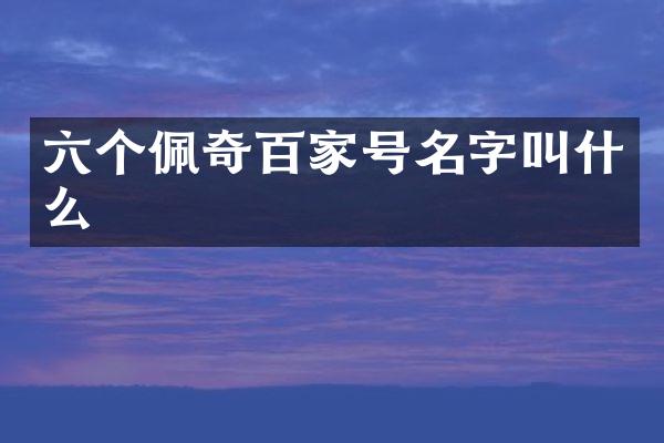 六个佩奇百家号名字叫什么