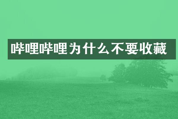 哔哩哔哩为什么不要收藏