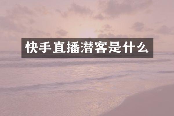 快手直播潜客是什么