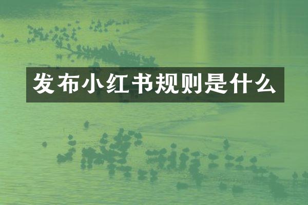 发布小红书规则是什么