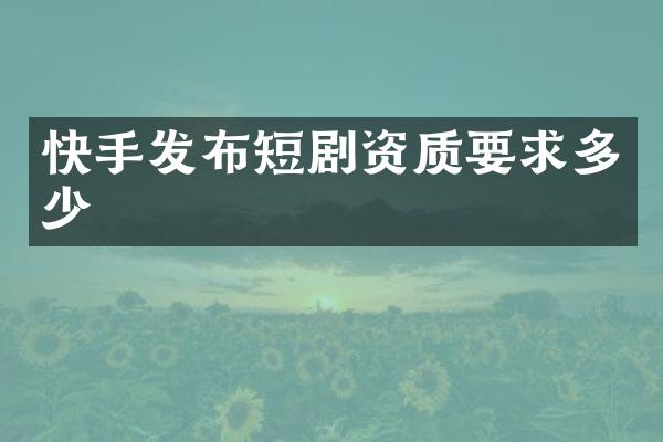 快手发布短剧资质要求多少