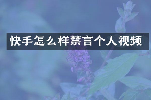 快手怎么样禁言个人视频