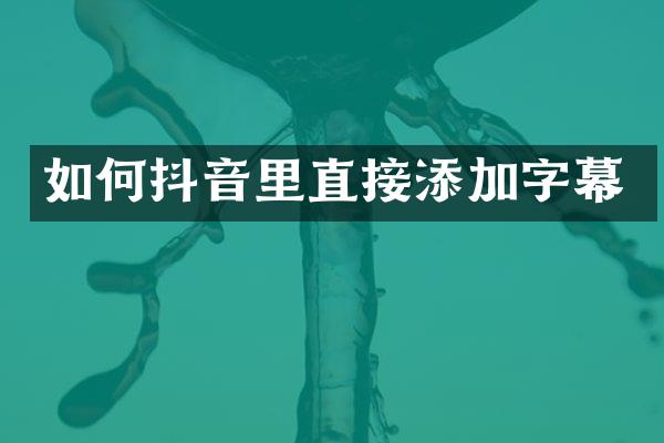 如何抖音里直接添加字幕