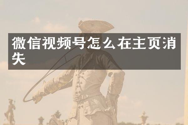 微信视频号怎么在主页消失