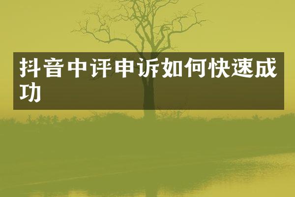 抖音中评申诉如何快速成功