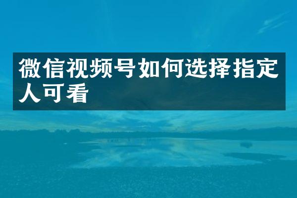 微信视频号如何选择指定人可看