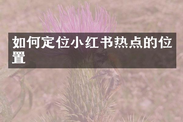 如何定位小红书热点的位置