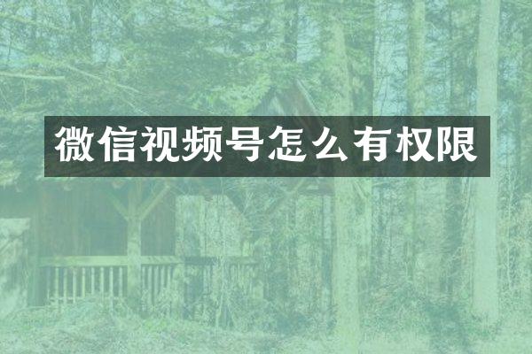 微信视频号怎么有权限