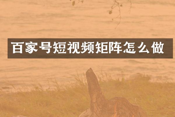百家号短视频矩阵怎么做