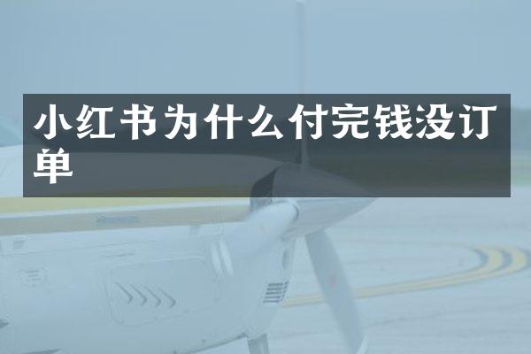 小红书为什么付完钱没订单