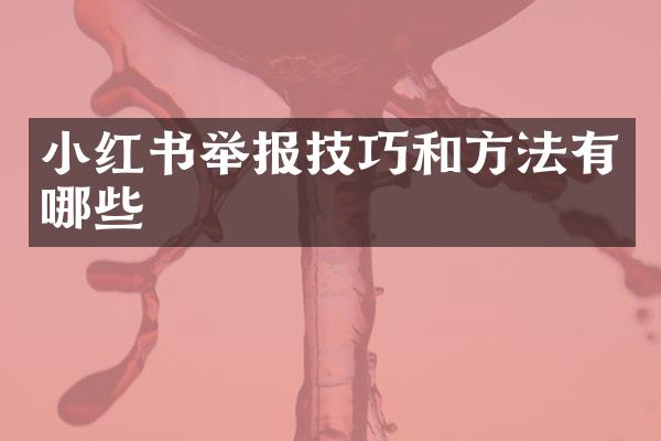 小红书举报技巧和方法有哪些