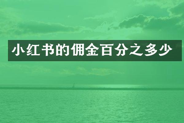 小红书的佣金百分之多少
