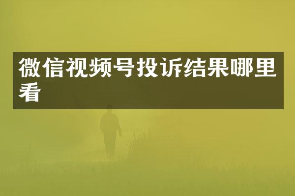 微信视频号投诉结果哪里看