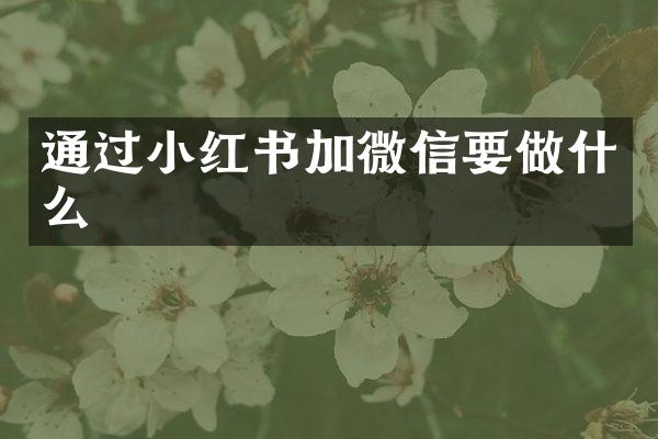 通过小红书加微信要做什么