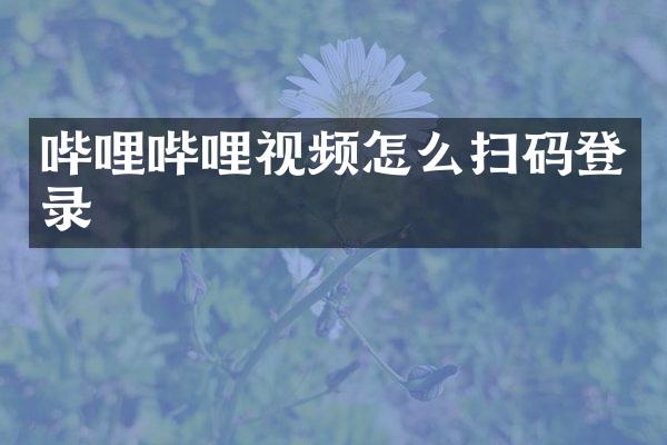 哔哩哔哩视频怎么扫码登录
