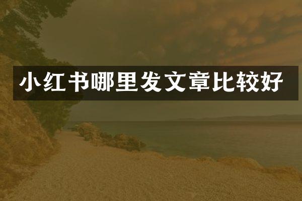 小红书哪里发文章比较好