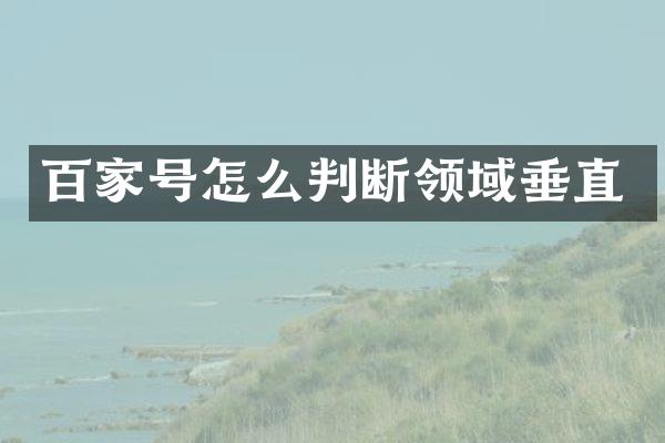 百家号怎么判断领域垂直