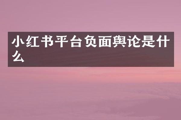 小红书平台舆论是什么