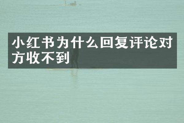 小红书为什么回复评论对方收不到