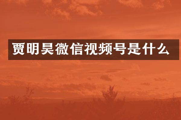 贾明昊微信视频号是什么
