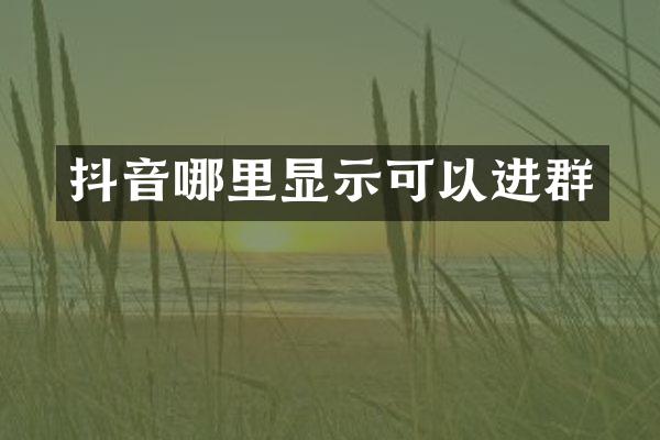 抖音哪里显示可以进群