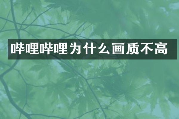 哔哩哔哩为什么画质不高