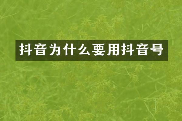 抖音为什么要用抖音号
