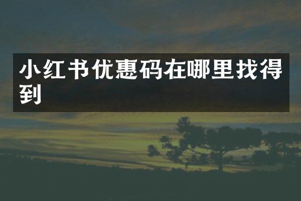小红书优惠码在哪里找得到