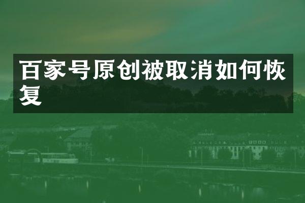 百家号原创被取消如何恢复