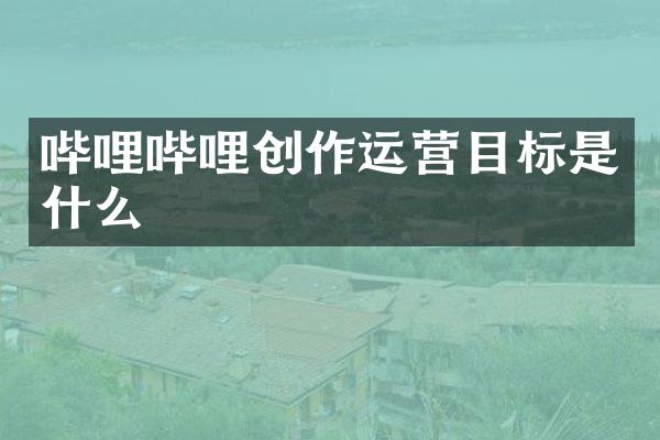 哔哩哔哩创作运营目标是什么