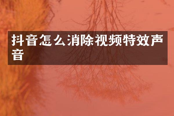 抖音怎么消除视频特效声音