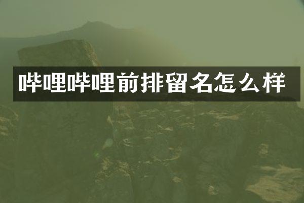 哔哩哔哩前排留名怎么样