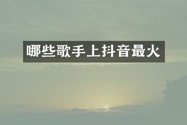 哪些歌手上抖音最火