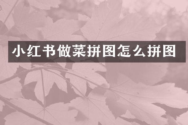 小红书做菜拼图怎么拼图