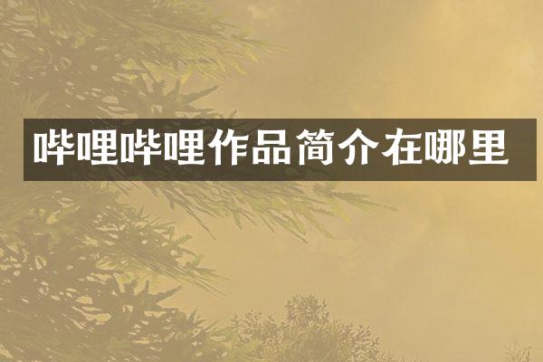 哔哩哔哩作品简介在哪里