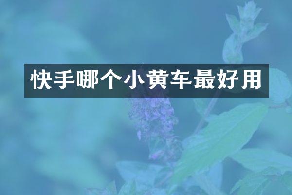 快手哪个小黄车最好用