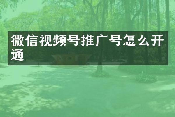 微信视频号推广号怎么开通