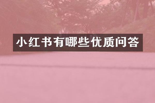 小红书有哪些优质问答
