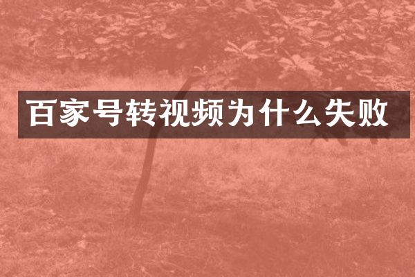 百家号转视频为什么失败